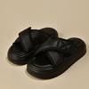 Platform Slippers Women's New Versatile Velcro Black Slippers Women's Summer Wear Fashion Versatile Sandals