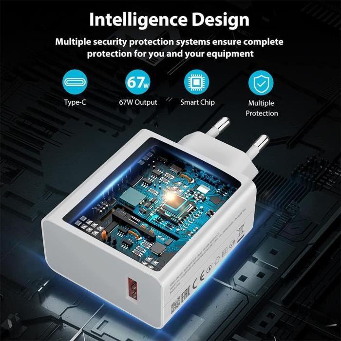 67W USB Fast Charger for Xiaomi Redmi Note 14 13 12 4G-5G, Redmi Note 12 Pro 4G-5G, Note 12 Pro Plus - Ultra Fast Charging