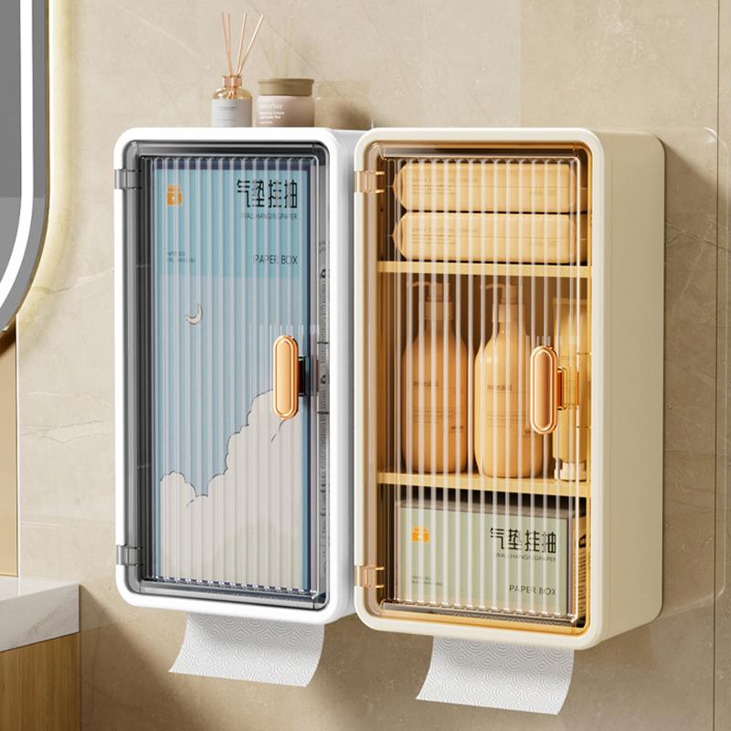 Punch-Free Wall-Mounted Tissue Box Transparent High-Value Rack High-End Storage Box Simple Large Paper Box