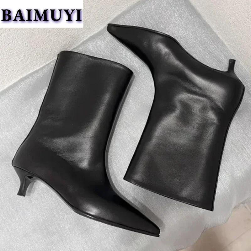 Luxury Pointed Toe Ankle Boots Designer Women Heels Brand High Boots Leather Shoes 2024 Autumn Goth Snow Botas Mujer Zapatillas