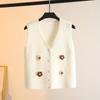 Handmade Flower-appliquéd Knitted Waistcoat Coat Fashion V-neck Vest Short Cardigan Gilet for Spring and Autumn