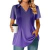 Womens Short Sleeve T Shirts Pleated V Neck Printing Tee Collared Summer Tops Fashion Business Casual Work