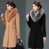Korean Style Mid-length Women's Woolen Coat Nizi Slim Coat Autumn and Winter Fur Collar
