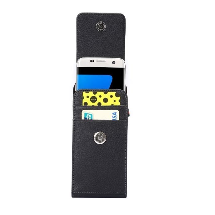 Housse Porte-cartes Clip Ceinture Rotatif 360 Étui Fermeture Magnétique Pour Oppo A77 > Noir