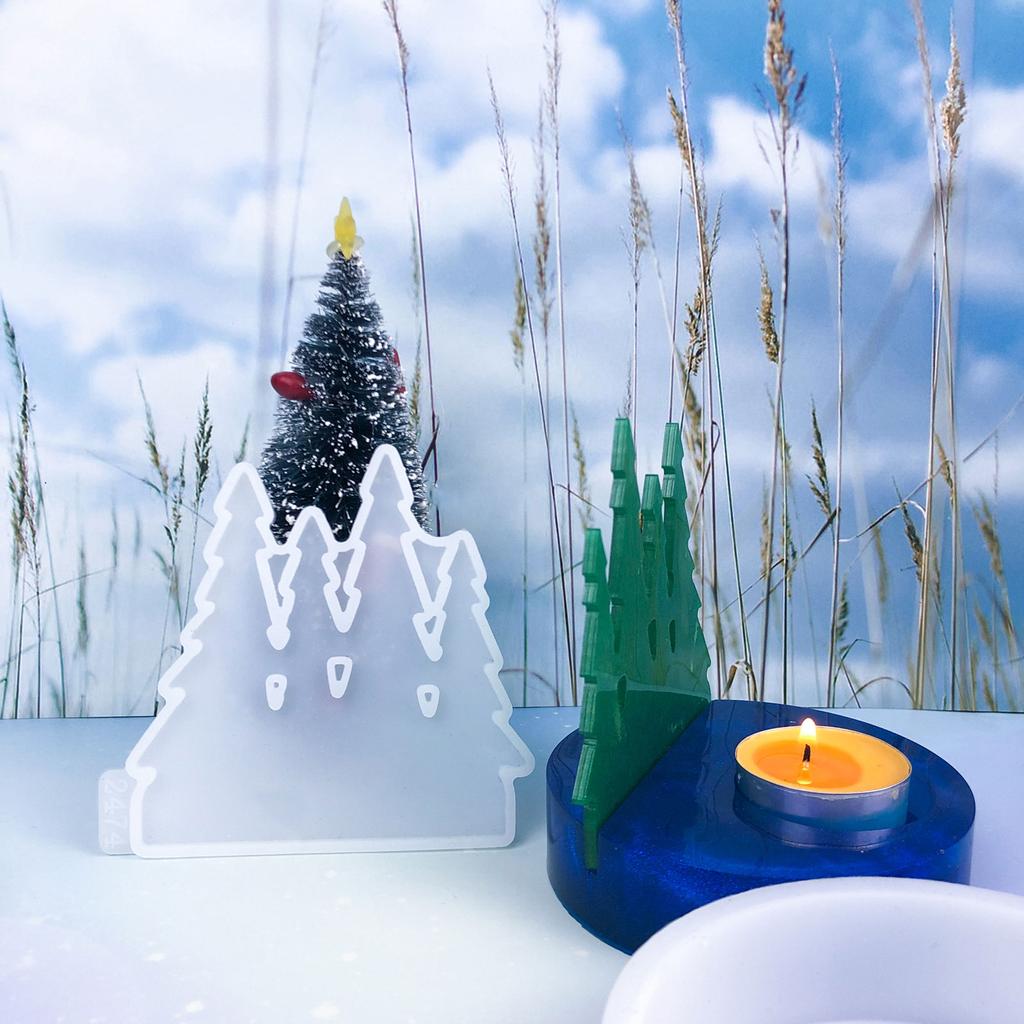 3D Candlestick Silicone Mold t/Pine Forests Shaped Candle Stand Molds Gypsum Candle Holder Mould Home Decorations