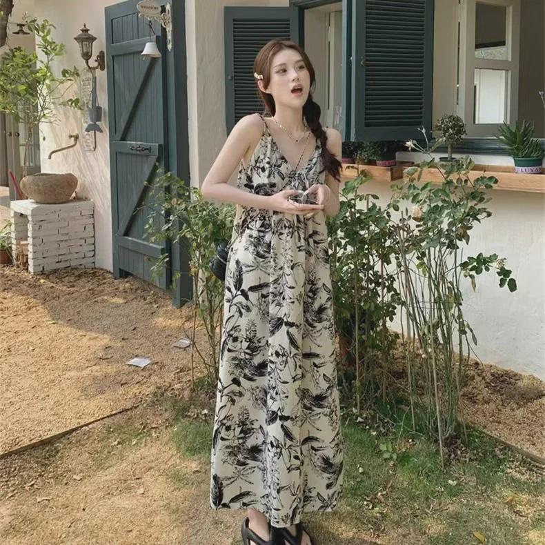 Женское платье-подтяжка с цветочным принтом 2023 года: Французский стиль чайной паузы