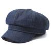 Vintage Octagonal Caps Back Closed Newsboy Cap Fashion Women Denim Beret  Unisex