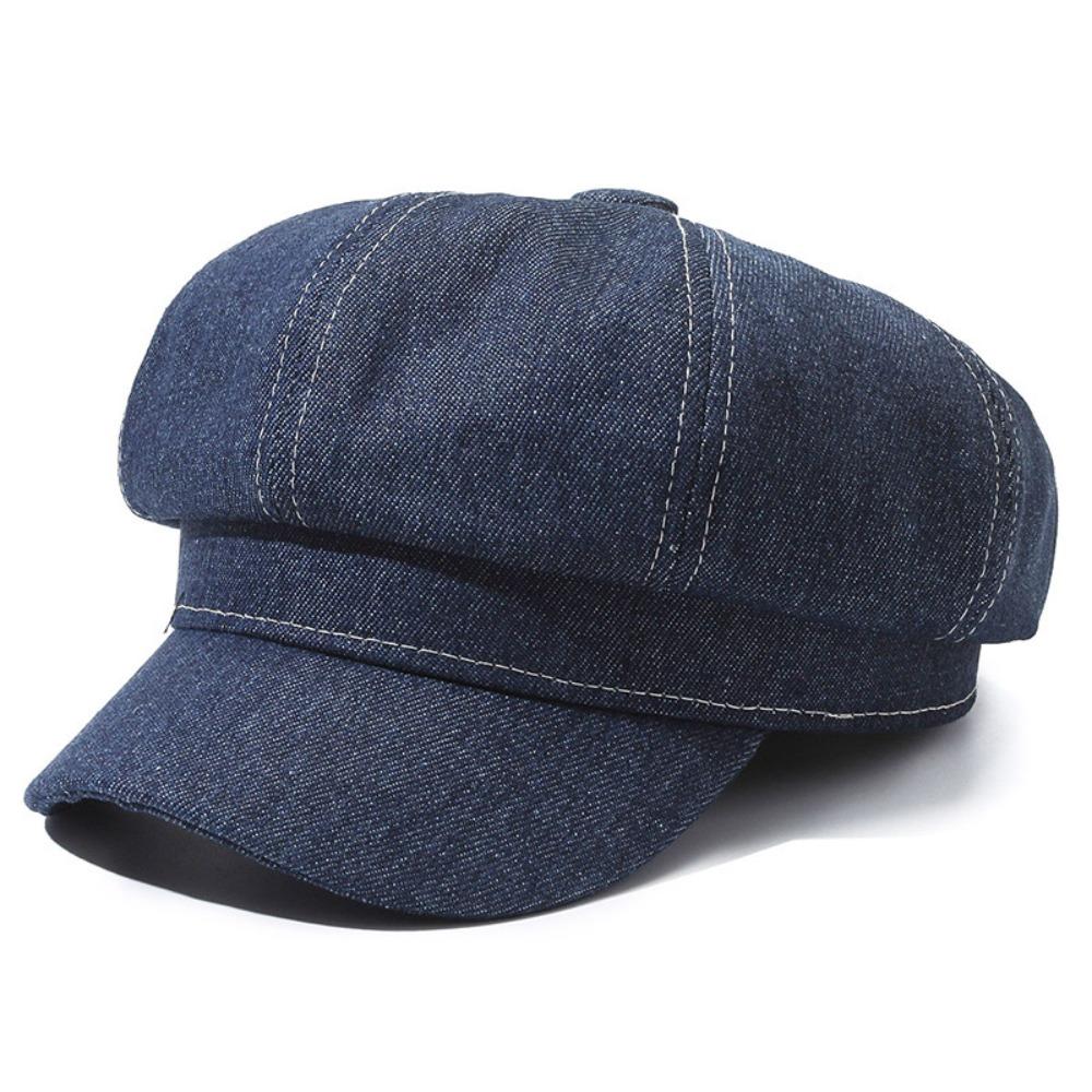 Vintage Octagonal Caps Back Closed Newsboy Cap Fashion Women Denim Beret  Unisex