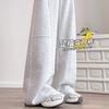 White Gray Sickle Wide-leg Pants Women's Autumn New Small High Waist Loose and Thin Scimitar Sweatpants