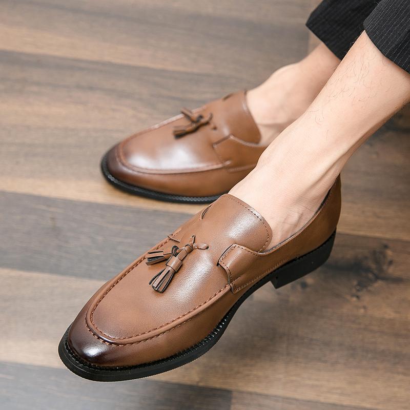 Men's Designer Dress Wedding Fashion Tassel Office Leather Man Comfy Business Formal Italy Driving Shoes for Men Plus Size 38~48