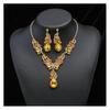 Women Necklace Earrings Set Luxury Symmetric Retro Rhinestone Hollow Out Anti-allergy Hanging