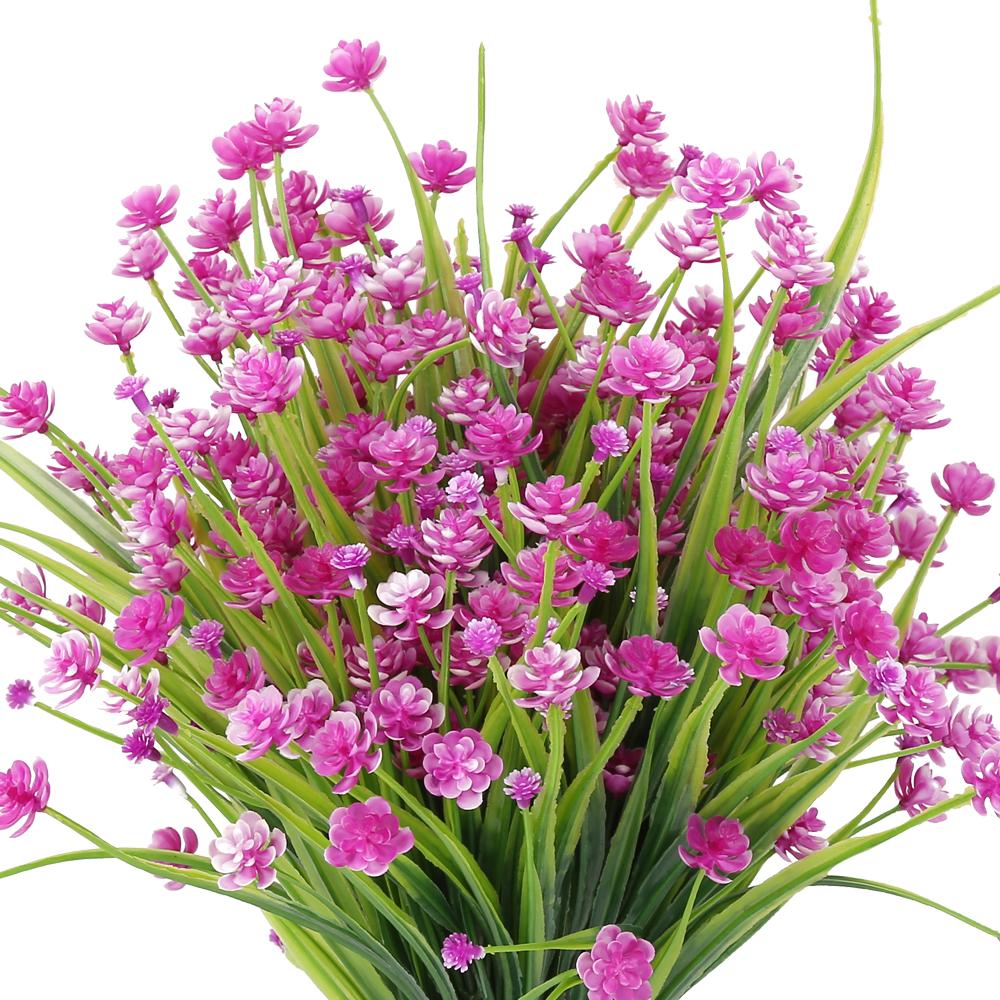 10 Bundles Artificial Flowers UV Resistant Faux Outdoor Plastic Greenery Shrubs Plants Home Garden Decor