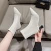Women Socks Shoes Stretch Fabric Women Ankle Boots Pointed Toe High Heels Slip-On Sexy Sock Heeled Chelsea Boots