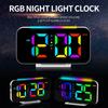 Output 12H/24H Digital LED Clock RGB FM Radio 180° Projection Alarm Clock with RGB Night Light 6 Levels Brightness Dual USB Port
