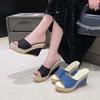 2024 Women's Plus Size Wedge Sandals: Solid Color Fashion Outdoor Slippers