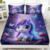 3D Fitted Sheets Set Unicorn Pattern Cute Bedding Set Printed With 1/2 Pillowcases Customized For Boys And Girls Kids Decorate