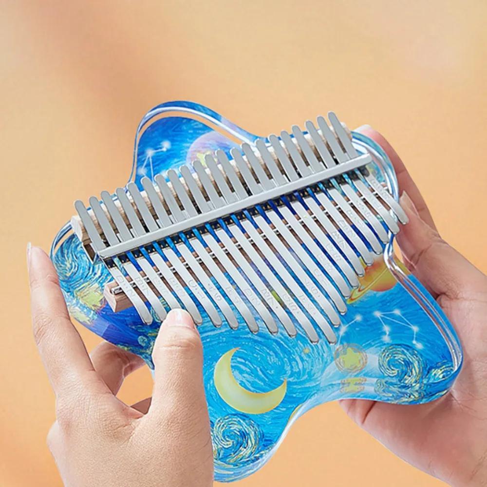 Acrylic Kalimba 17 21 Keys Cute Chromatic Kalimbas Sound Therapy Portable Mini Thumb Piano Children Beginners Practice Musical Keyboard Accessories