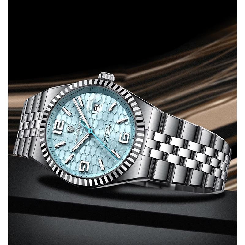 2025 New Men Watches Gorgeous Blue Gold 41mm Classic Clock Stainless Steel Diving Series Waterdrop Calendar Quartz Watch for Men