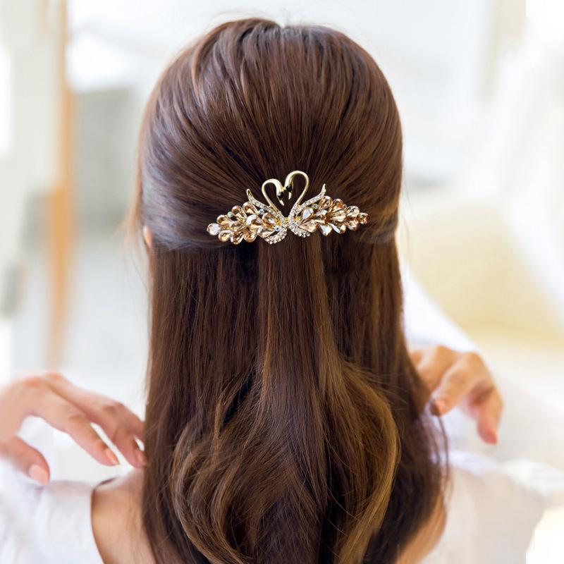 Double Swan Hairpin Clip Net White Wild Top Clip Headdress Fashion Girl Lady Hair Accessories