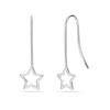 925 Sterling Silver Jewelry Star Shaped Light-Weight Threader Wire Teardrop Dangler Earrings for Women