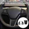 For Tesla Model 3 Model Y 2021 2022 Carbon Fiber Steering Wheel Cover Trim Sticker Decoration Car Interior Modified