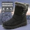 Women Autumn Winter Rabbit Fur High Barrel Warm Velcro Waterproof Snow Boots