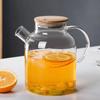 Borosilicate Glass Teapot & Kettle with Bamboo Lid for Hot or Cold Beverages