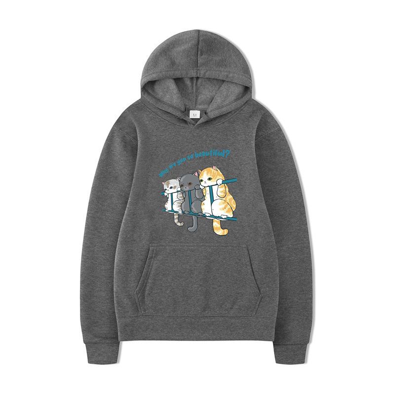 Cat Men Fashion Hoodies Men Women Hooded Sweatshirts Fashion Hip Hop Pullovers Autumn Boys Girls Black Streetwear Hoodie
