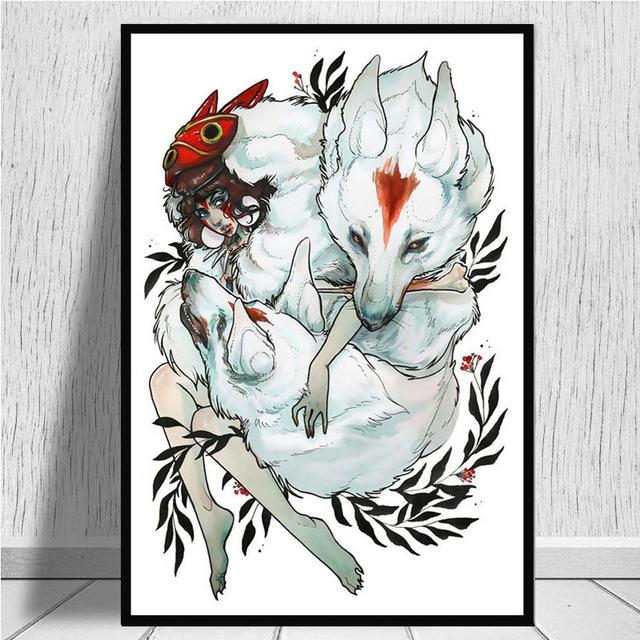 Japan Anime Princess Mononoke Canvas Painting Posters and Prints Wall Art Pictures for Living Room Cuadros Home Decoration No Frame