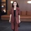 2 Pcs/Set Lady Formal Coat Pants Set Long Sleeves Double Buttons Cardigan