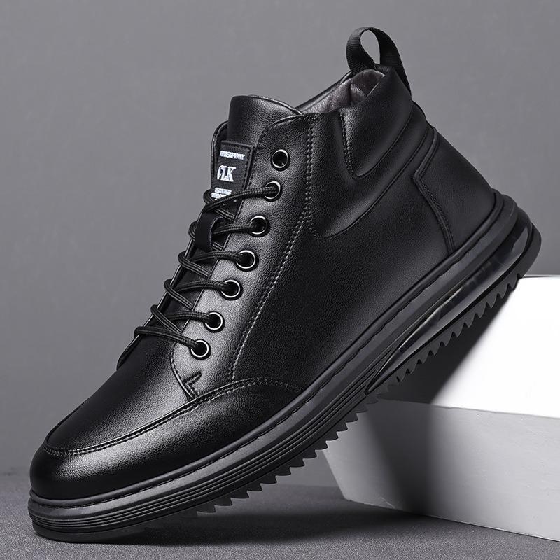 Fashion Autumn Winter Platform Velvet High-top Sneakers Men Designer Soft-soled Cow Leather Shoes Male Fashion Causal Men's Shoes Boots