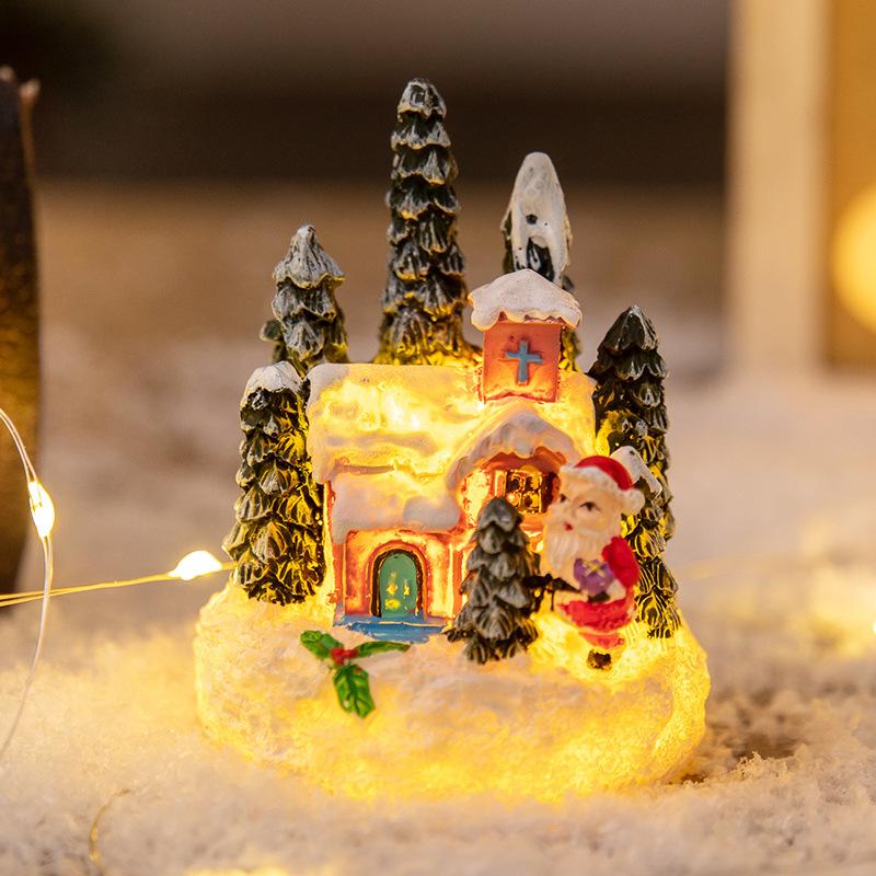 Santa Claus Snowman Miniature Landscape Ornament