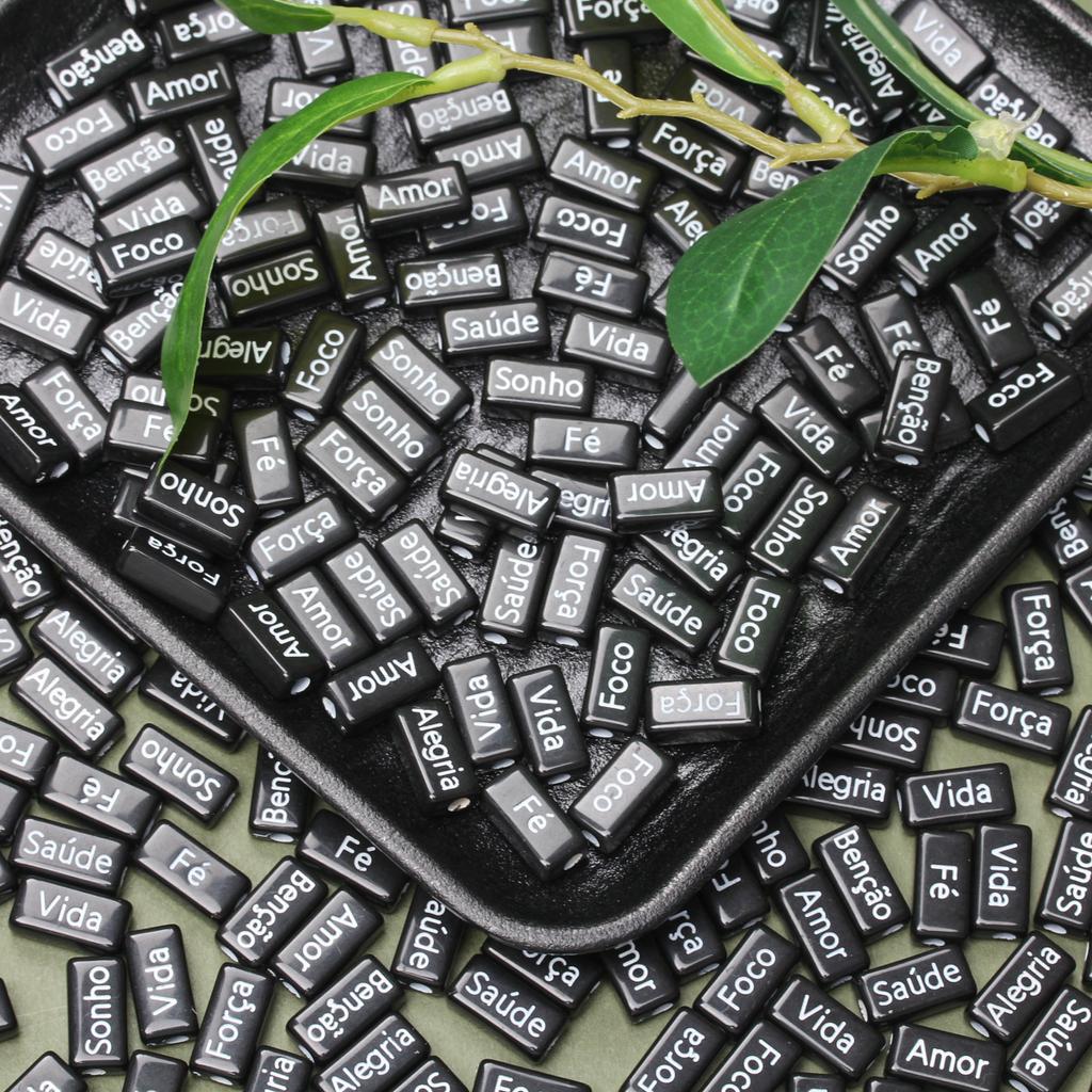 Bracelets French Words Rectangle 10PCS 14.5*7.5mm Acrylic Jewelry Making Accessories DIY Handmade Crafted Material Loose Spacer Beads Necklace