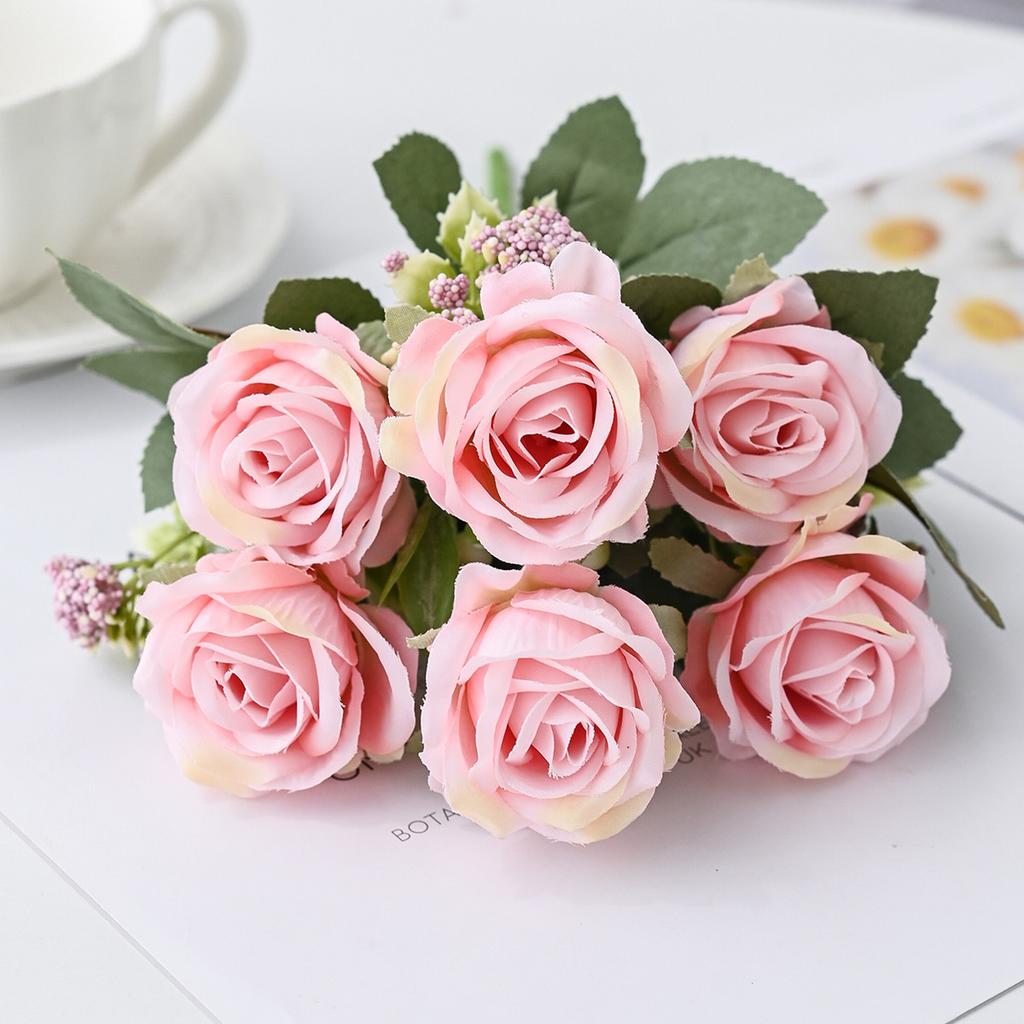 Artificial Flowers Silk Rose Bouquet For Festival Garden Home Table Vase Wedding Bridal Bouquet Decorati Diy Stage Prop Hotsales