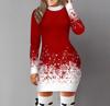 2023 Christmas Print Women's Long-Sleeve Dress