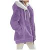 2024 Autumn/Winter Loose Plush Long Sleeve Zip Pocket Hooded Warm Coat for Women