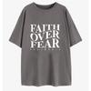 Letter Slogan FAITH OVER FEAR Printed T Shirts Women Men Summer Short Sleeve Oversized Comfortable T-shirts Trendy Tees Tops