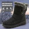 Women's Winter Warm Cotton Shoes Faux Rabbit Fur High Boots Casual Velcro Waterproof Thermal Snow Boots