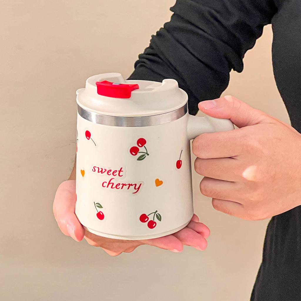 430Ml 304 Stainless Steel Double Walled Coffee Mug With Handle Portable Sealed Water Cup Office Milk Coffee Cup Tumbler