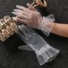 Ultra Thin Women Tulle Gloves Transparent Wedding Mesh Gloves Wrist Gauze Lace Gloves Ladies