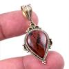 Natural Mahogany Obsidian Gemstone 925 Solid Silver Two Tone Pendant 1.75'' W8P17