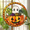 Halloween Ghost Hanging Decoration for Window Acrylic Cute Ghost Scary Pumpkin and Succulents Decor for Home Decor