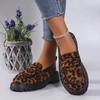 Trendy Leopard Print Loafers Autumn New Designer Casual Suede Platform Anti Slip Women's Plus Size Versatile Single Shoe