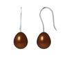 Earrings - - Genuine Chocolate Freshwater Pearls 7-8 Mm - 9 Cts White Gold - Hook