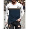 All-Season Men's Crew Neck T-Shirt - Stylish Color Block, Long Sleeves, Durable & Easy-Care Fabric