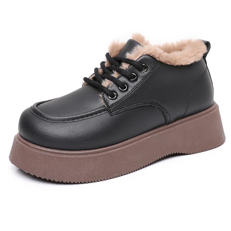 Retro Cotton Shoes with Fleece, Warm Snow Boots, Comfortable Thick-soled Anti-slip Shoes