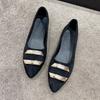 Fashion 2025 New Ladies Shoes Shallow Women's Flats Fashion Metal Decoration Office and Career Sexy Pointed Toe Plus Size Flat Low Heels