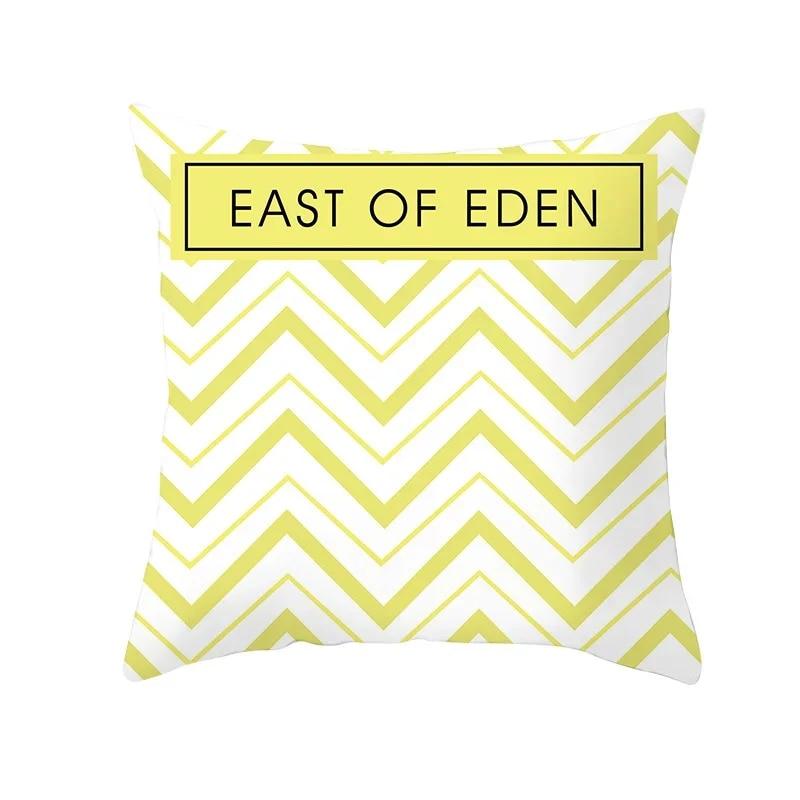 45x45cm Fashion Yellow Geometric Printing Pillowcase Sofa Hotel Office Seat Lumbar Cushion  Cover Home Decoration