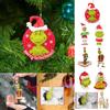 Christmas Acrylic Green Decorations, Acrylic Flat Christmas Tree Hanging Ornaments, Single Side Printed Pendant For Tree / Car / Backpacks