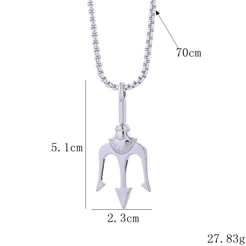 Titanium Steel Trident Pendant Necklace, Trendy Male Dominance, Hip-hop Minimalist Pendant Accessory